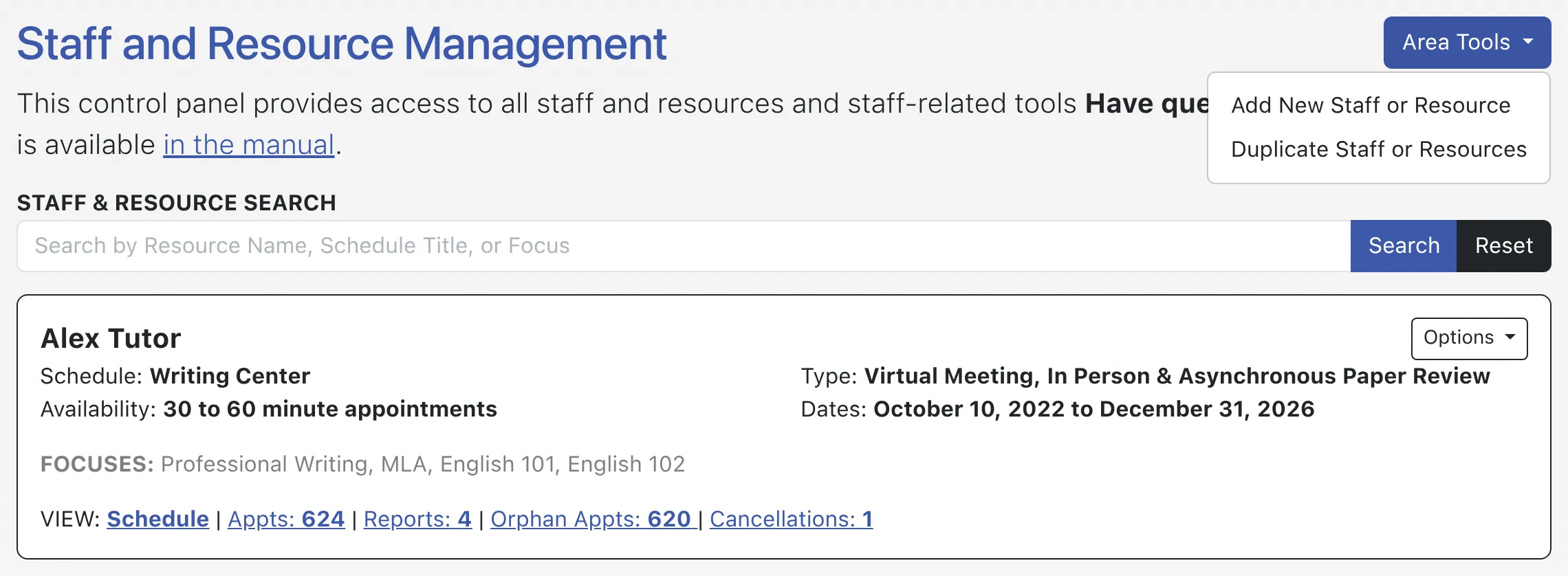 Staff & Resource Management